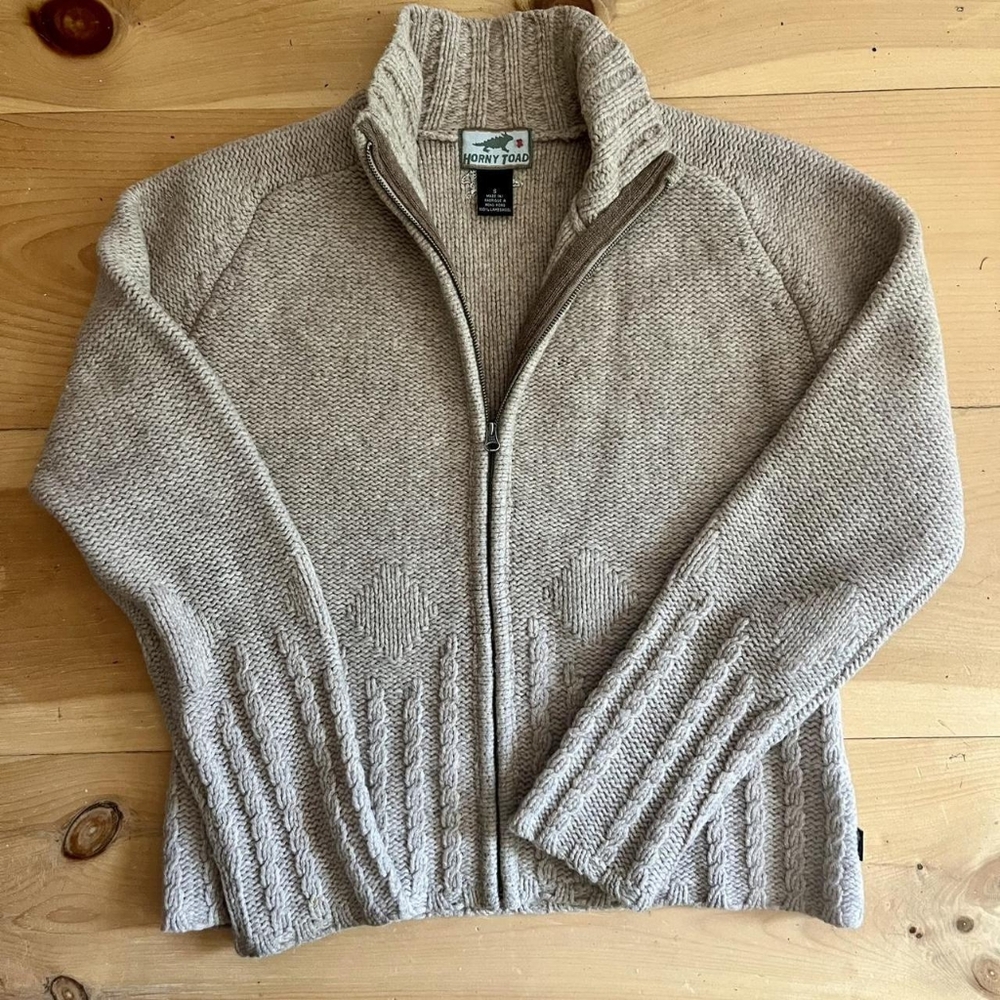 Horny Toad Tan Wool Zip-Up Sweater